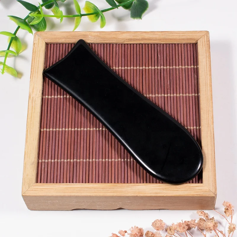 

Body Facial Massage Tool Natural Black Obsidian Guasha Gua Sha Therapy Board Scraping Massage Tool