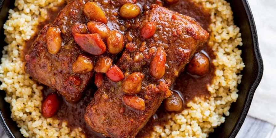 Comparison of mild, medium, and hot spice versions of red braised pork.