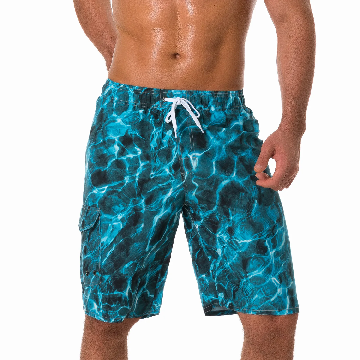 

Mens summer knee length floral mesh lining beach shorts men surf board shorts men's swim wear Trunk shorts with pockets