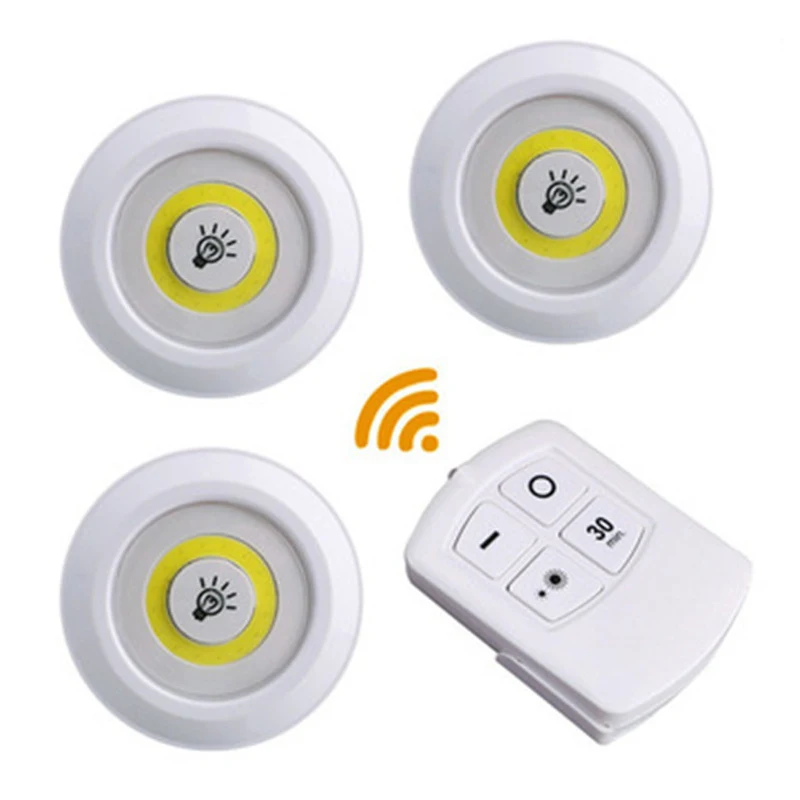 Remote control puck light wireless  cabinet switch lamp Bedroom COB led night lights