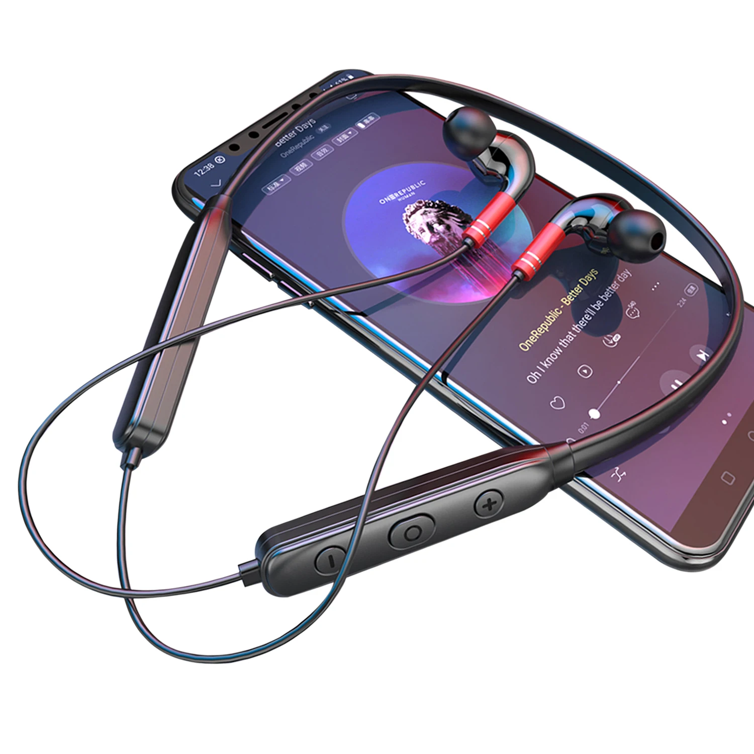 

Wireless earphones metal Sports neck headsets earbuds Built-in Mic Supper woofer Earphone headphones wireless