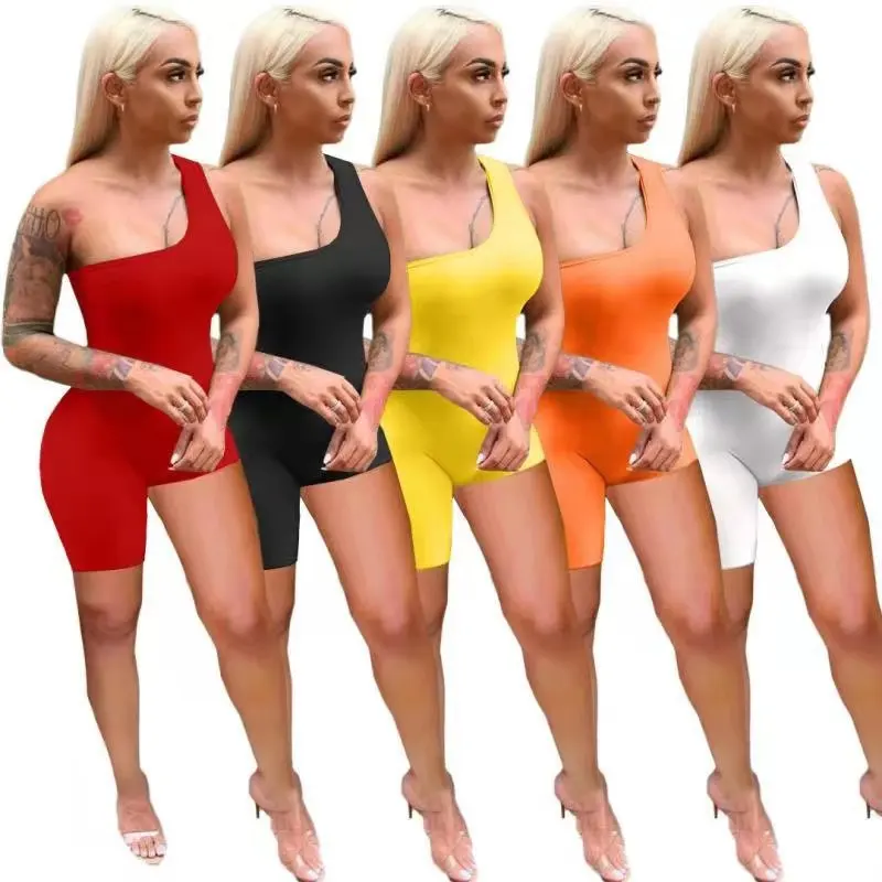 

2021 new arrivals 2xl solid color jumpsuit seamless one piece short jumpsuit women