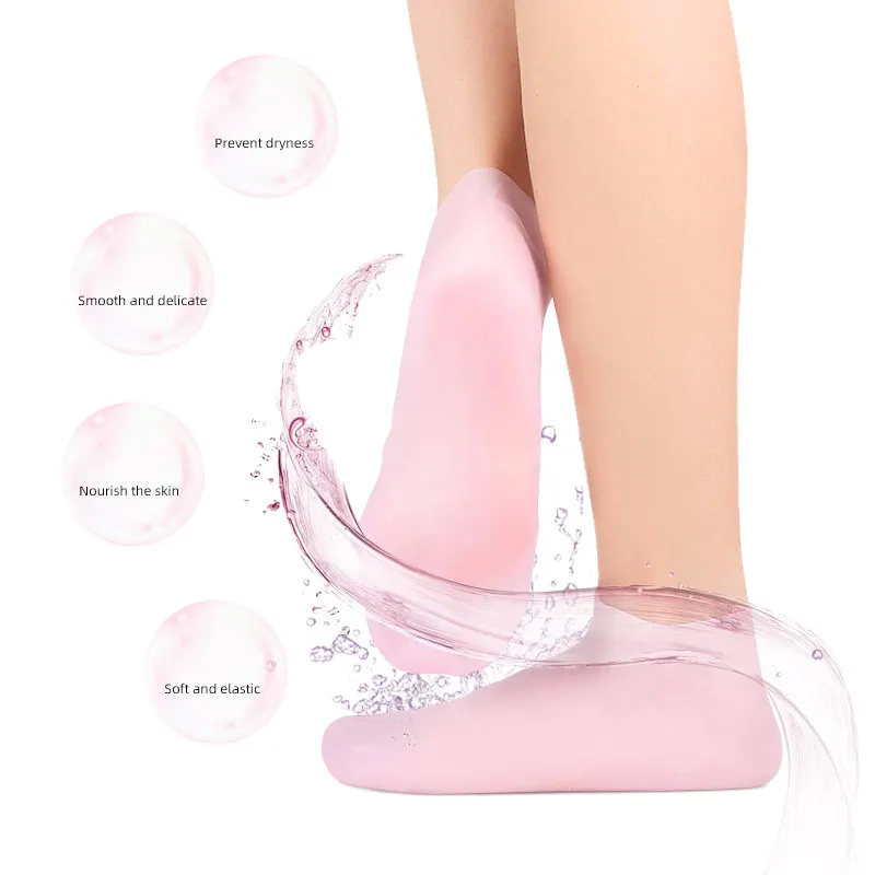 

Ultra-Soft Original Gel Socks Anti-Slip Waterproof Men Women Socks Beach Swimming Moisturizing Gel Socks Dry Cracked Feet Skins, White, pink, skin