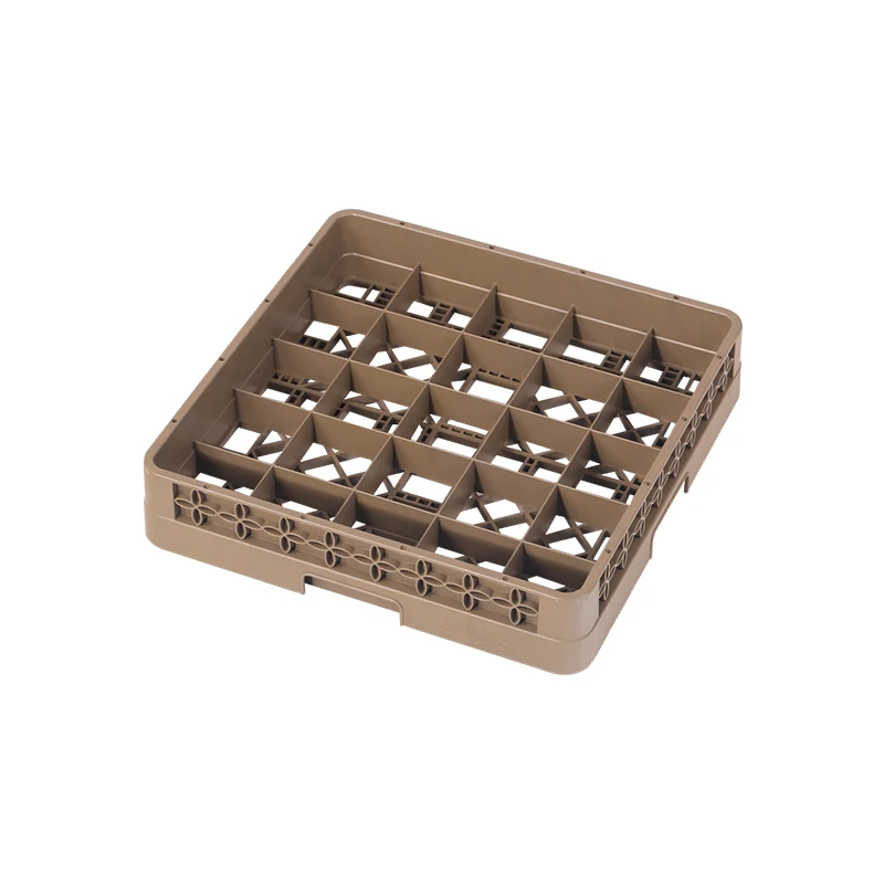

Brown 25-compartment base glass rack, plastic drain rack for commercial wine glasses and dishes