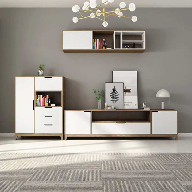 MDF wood modern contemporary tv stand with storage cabinet