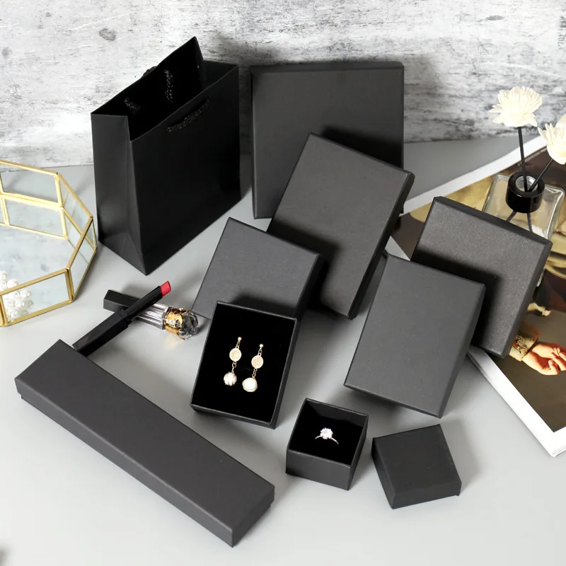 

Factory Direct Sale Kraft Black Pink White Color Square Shaped Custom Paper Jewelry Box Packaging, Jewelry Box