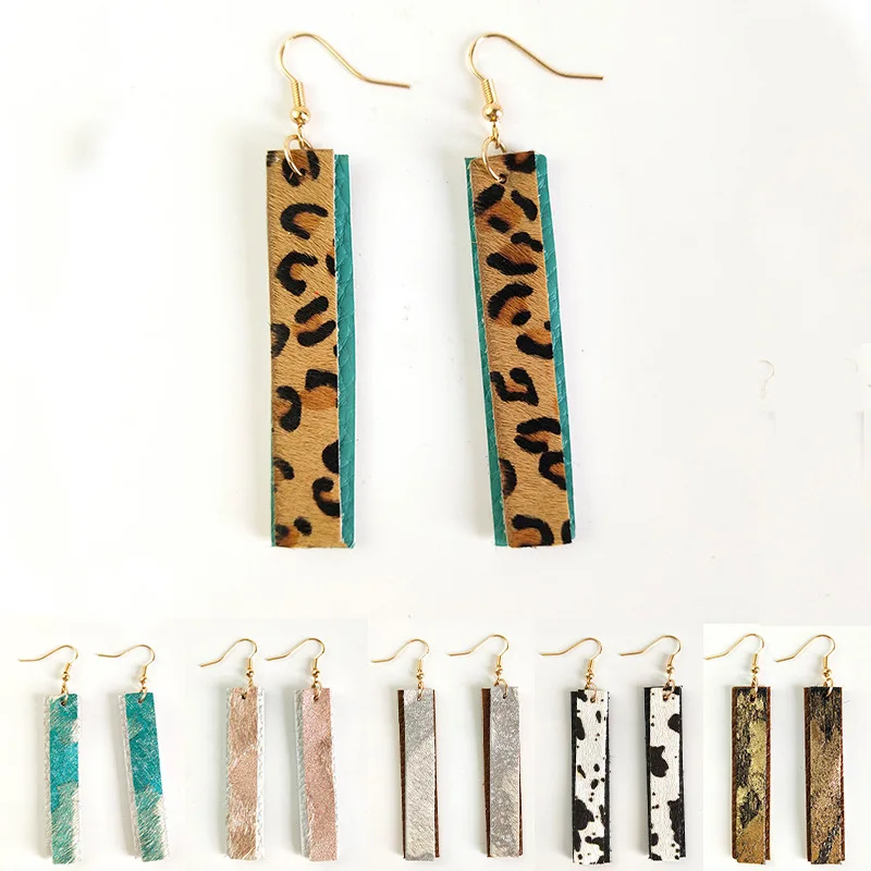 

Double Layers Genuine Fur Leather Bar Earring, As pictures show