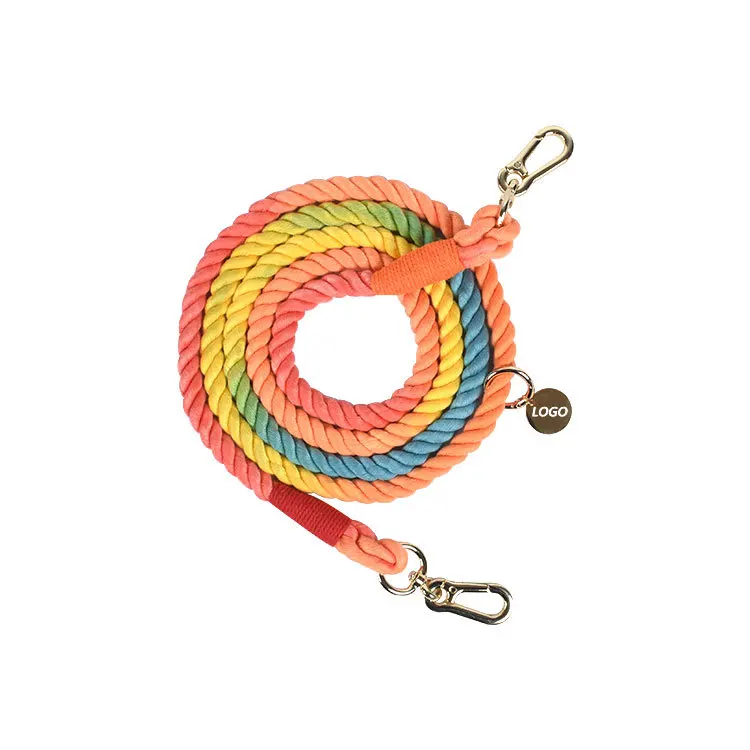 

High Quality Custom Design Hand-woven Hands-free Double Heads Dog Cotton Leash