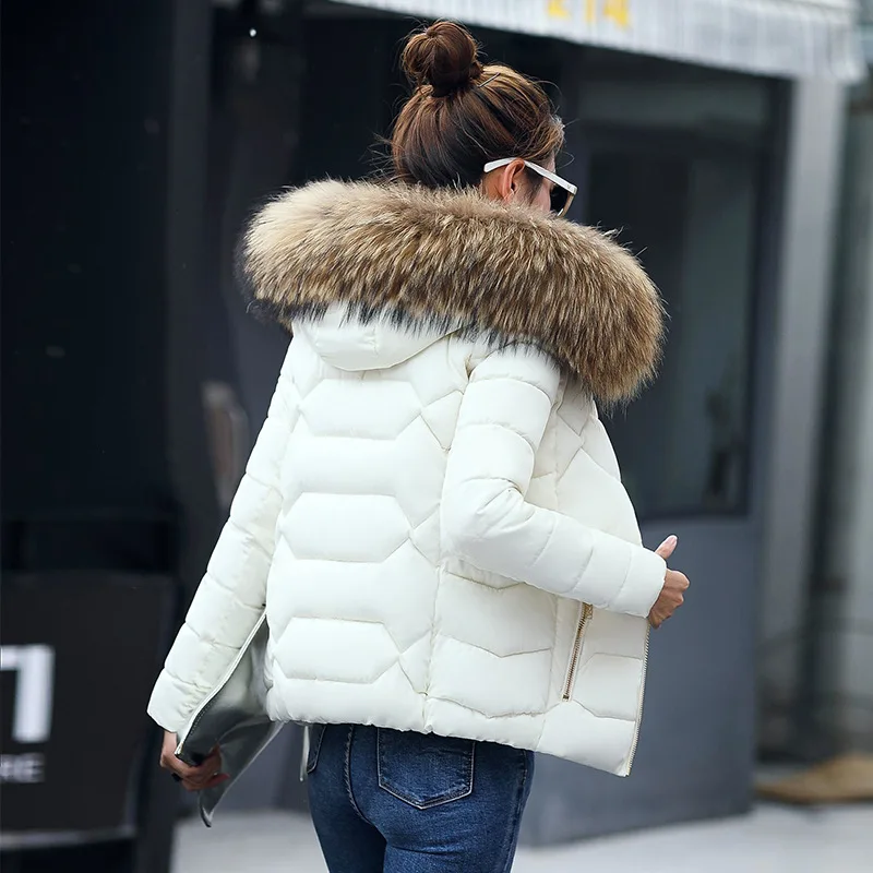 

Aliexpress Fashion Winter Warm Short Down Jacket Women Cotton-Padded Hooded Faux Fur Coat, 12 colors