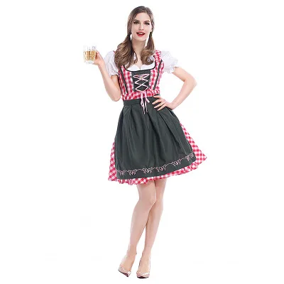 

Traditional Bavarian Octoberfest German Beer Wench Costume Adult Oktoberfest Dirndl Dress With Apron, Picture