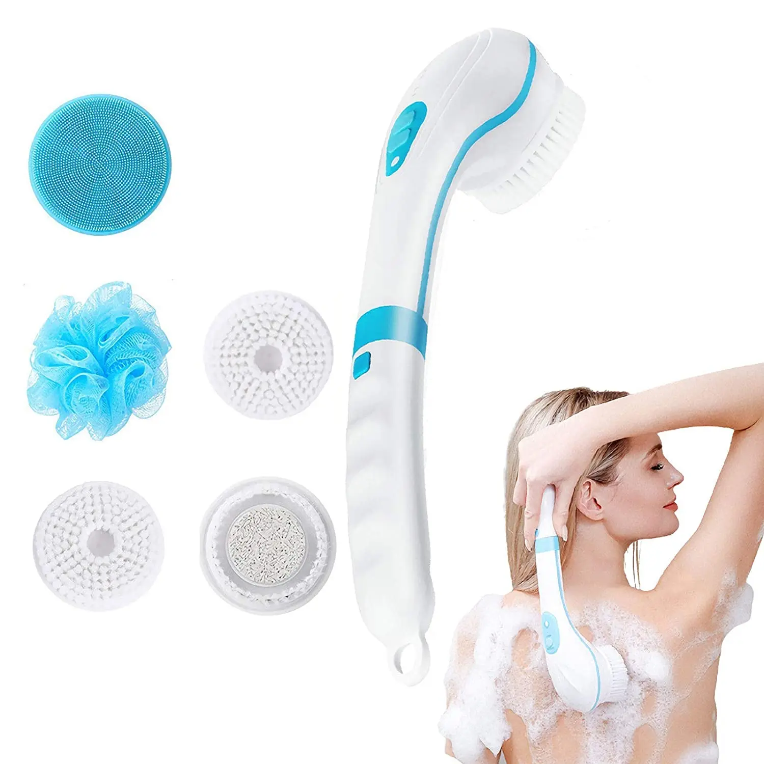 

Kingworth Long Handle Cleaning Electric Spa Massage Shower Brush Baby Electric Bath Brush, Customized color