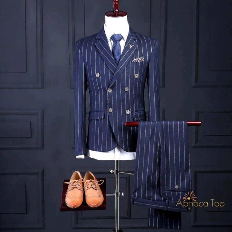 

APHACATOP 2020 Wholesale Slim Fit Men's Striped Suits 3 pieces