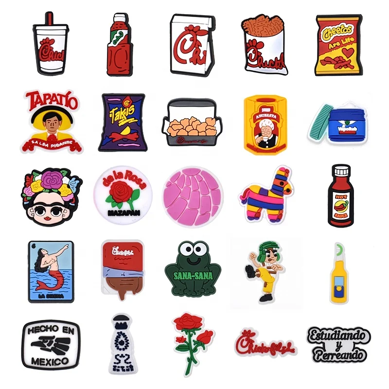 

Wholesale Mexican logos PVC crock charms for women clog shoes bracelets, As picture