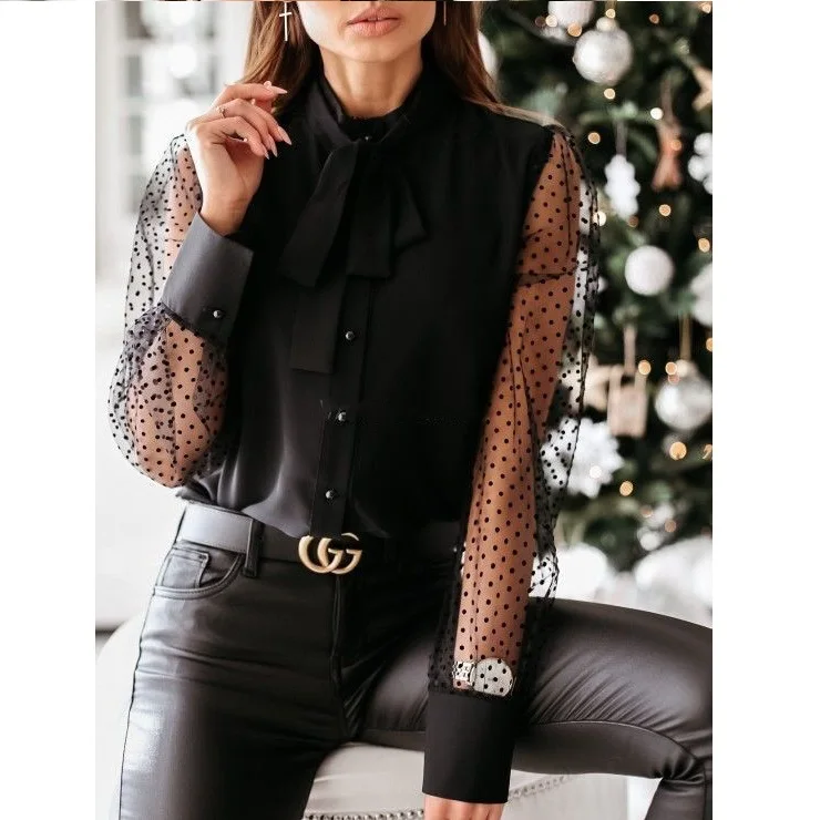 

Wholesale Clothing Ladies Tops Latest Design Mesh Fabric 2020 Women Tops
