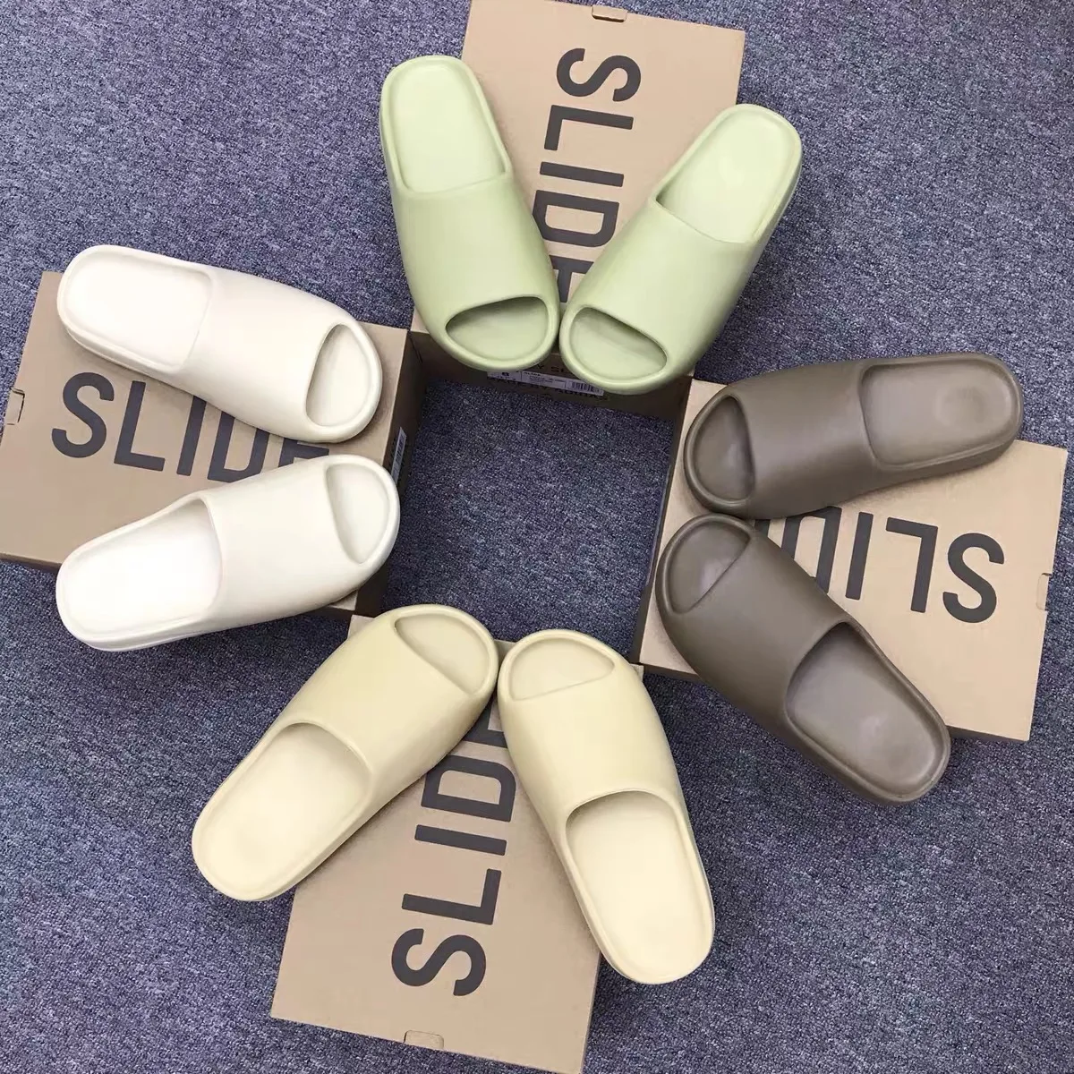 

New 2021 Top quality Yeezy slides in many colors pure glow green soot