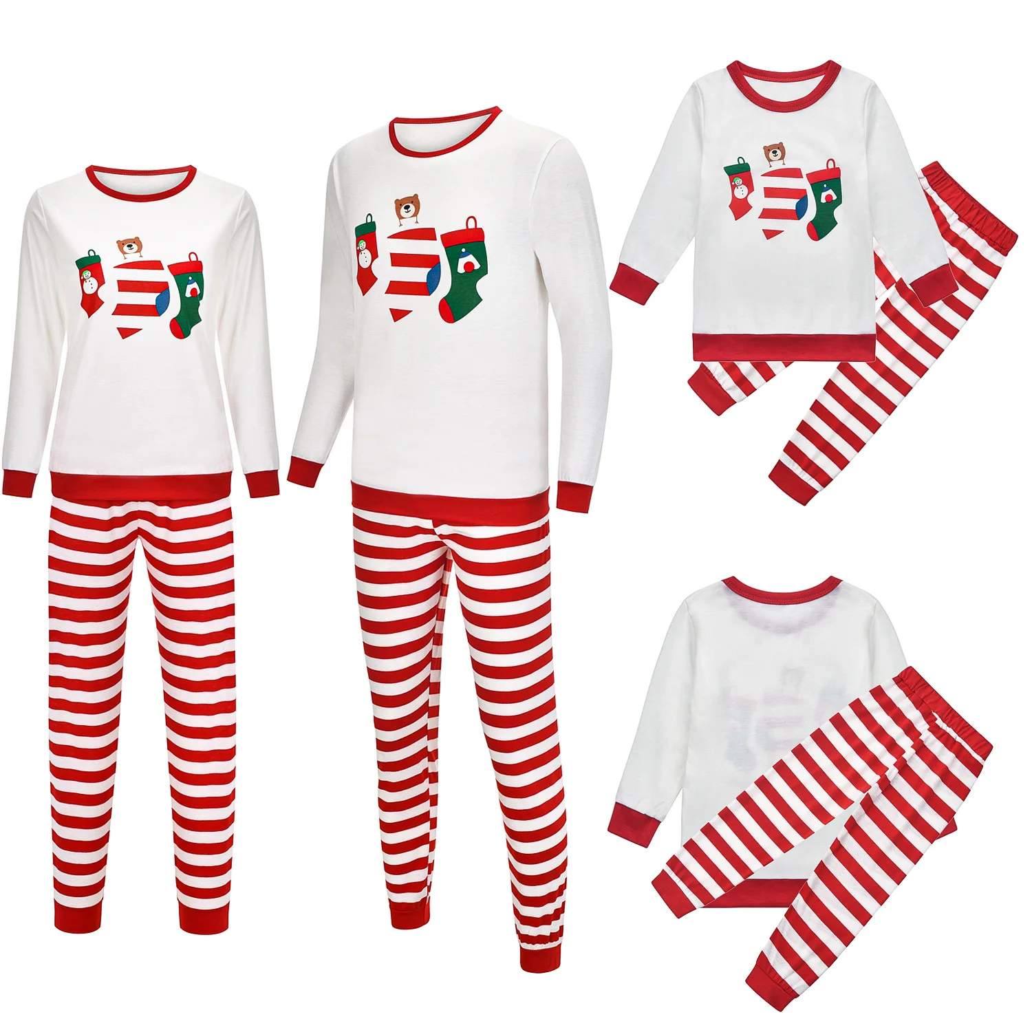 

2021 New Christmas pyjamas family matching pajamas sets long sleeve two piece sleepwear set for women men