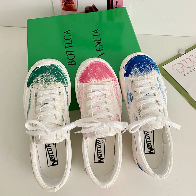

sh10131a Classic Hand Painted Diy Low Cut Canvas Shoes Women 2022 Fashion Graffiti Lace-up Women's Campus Style Vulcanize Shoes