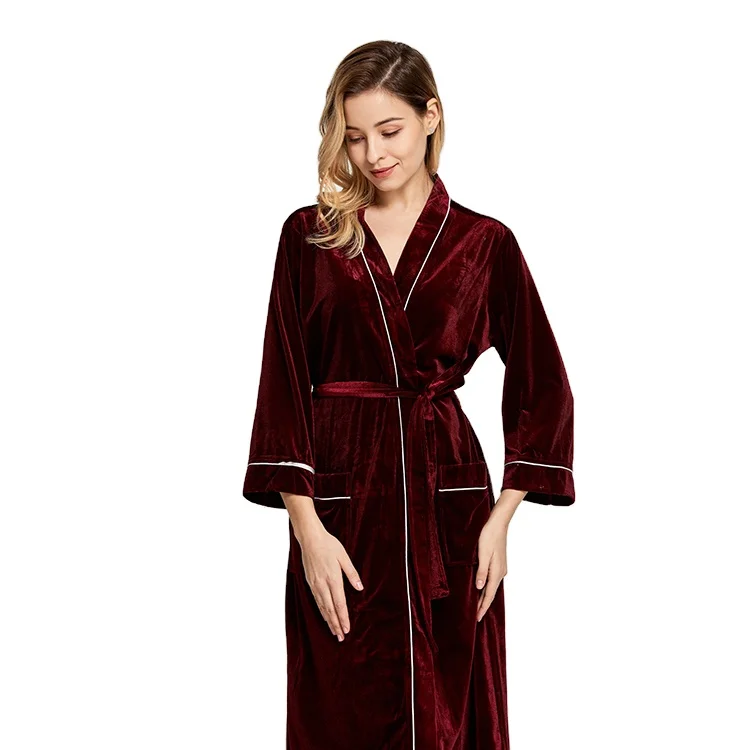 2020 Winter Elegant Long Velvet Robe Mature Women Bathrobe Buy Ladies