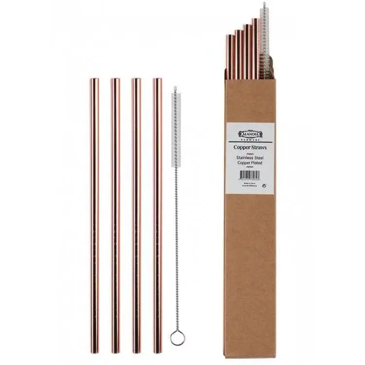 

Copper Drinking Straw With Cleaning Brushes Set, Natural color