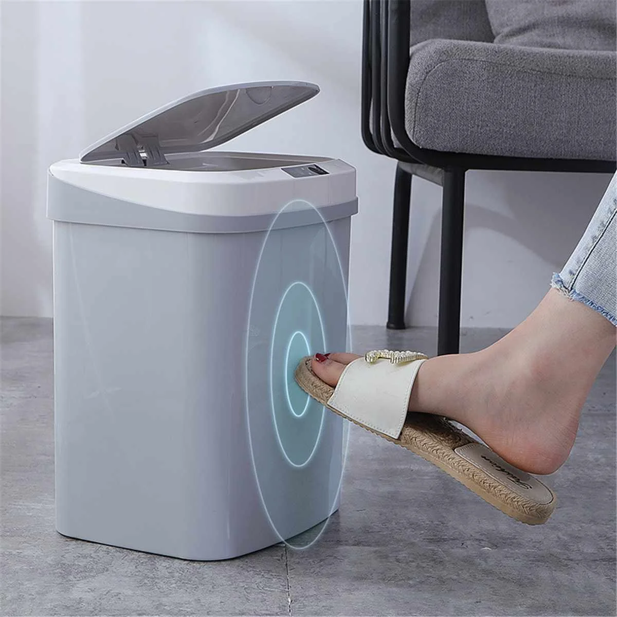 

15L Induction Automatic Touchless Smart Infrared Motion Sensor Rubbish Waste Bin Kitchen Trash Can Garbage Bins for Home Car, White,khaki,grey,black
