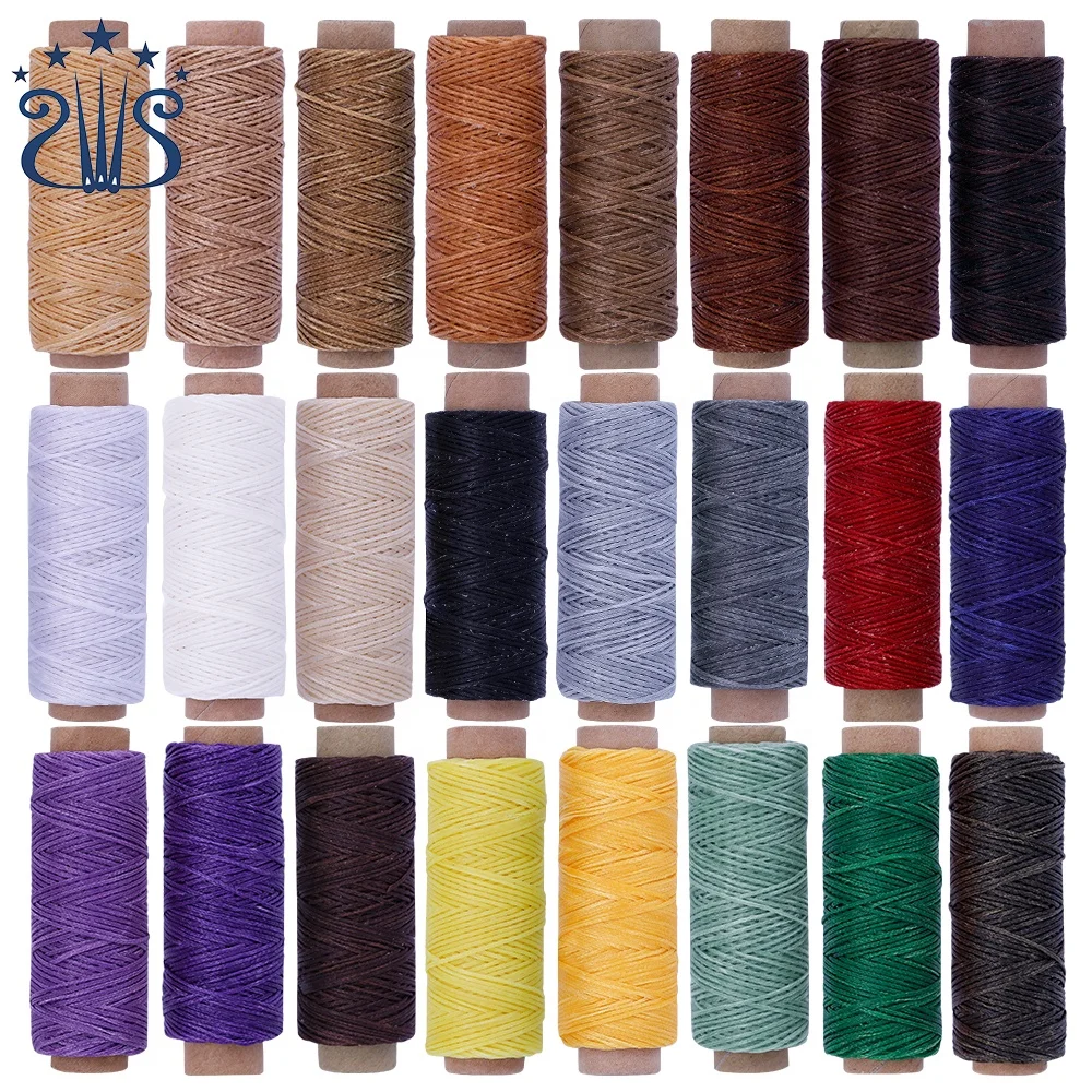 

24 color/bag DIY Handmade Leather Sewing Polyester 1mm Flat Waxed Thread