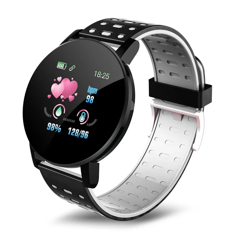 

Amazon hot Sale smart watch 119plus new wrist bracelet band blood pressure sport wristband fitness tracker 119 plus smart watch, Black/red/green/gray