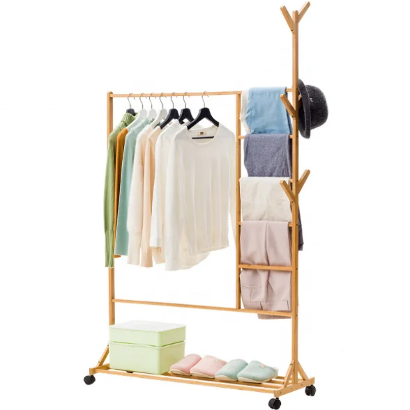 

Eco-Friendly Bamboo Garment Racks Wooden Coat Storage, Customized