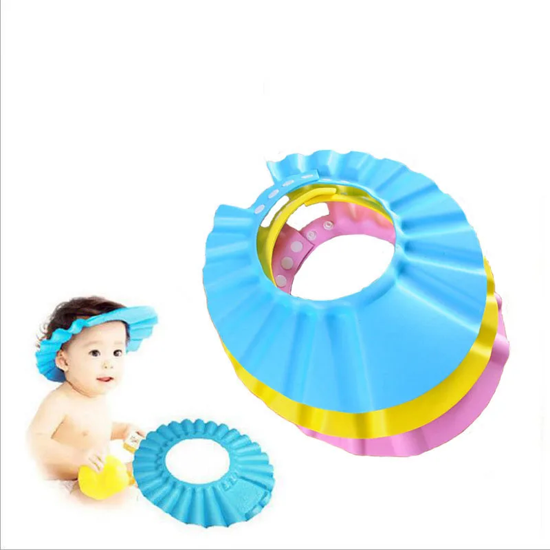 

Children Waterproof Cap Safe Baby Shower Cap Kids Bath Visor Hat Adjustable Baby Shower Cap Protect Eyes Hair, As picture