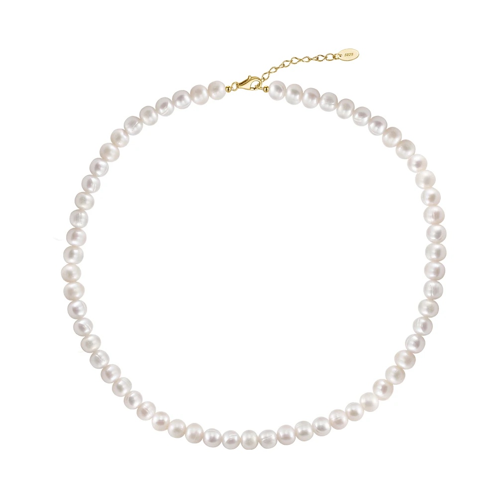 GPN75 RINNTIN 5-6mm Round Cultured Freshwater Pearl Necklace Wedding Pearl Necklace for Brides