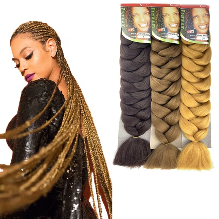 

Xpression Jumbo Hair Braids 41 inch Wholesale Braiding Synthetic Hair Extension for Jumbo Braiding Hair, Black brown red pink purple