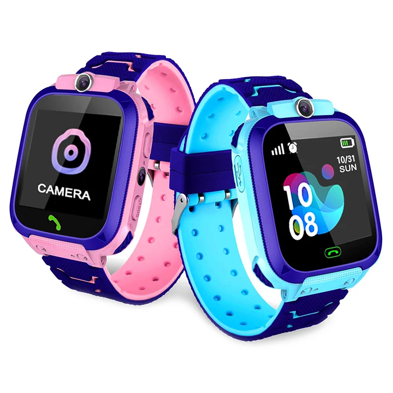 

High Quality LBS Tracker Safety Children Kids Smart Watch Q12 with Emergency SOS Phone Call, Blue/pink