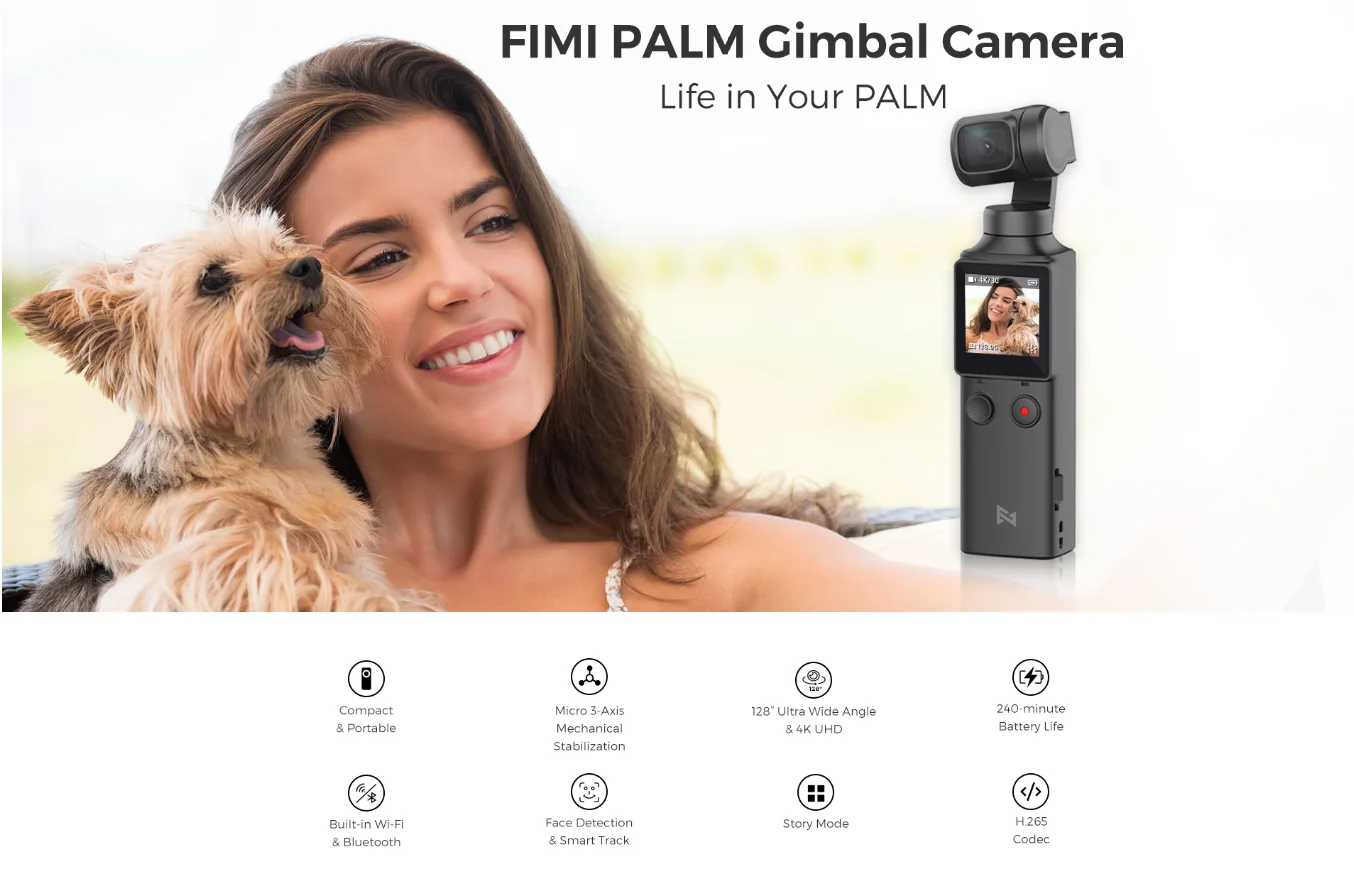 FIMI PALM camera 3-Axis 4K HD Smallest Handheld Gimbal 2