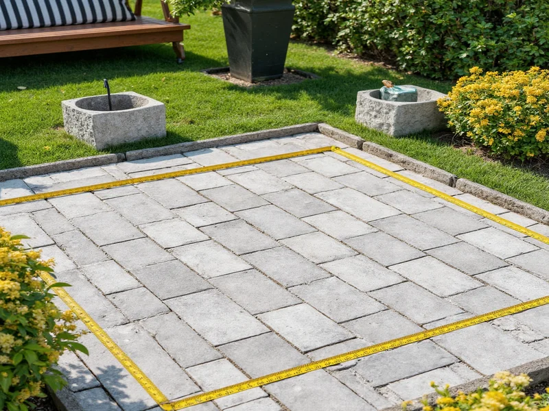 DIY paver planning layout with measurements