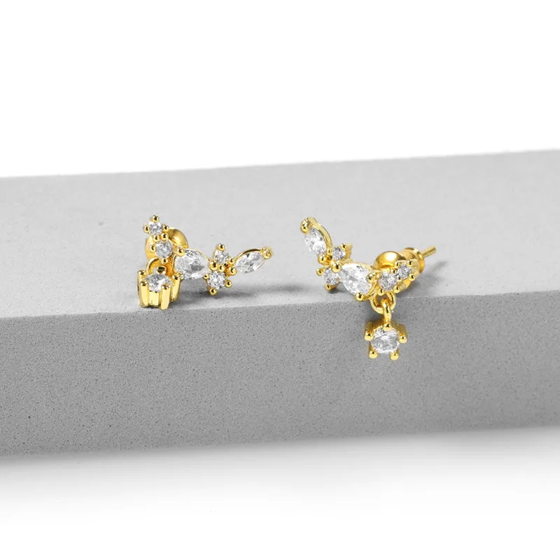 

tiny gold plated jewelry earrings zircon
