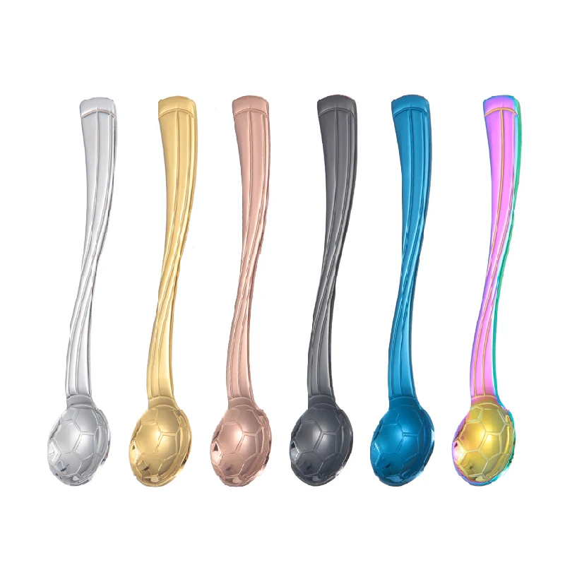 

Creative Football Spoon Coffee Tea Dessert Salad Spoon Stainless Steel Spoons Accepatable Blank/customized PVC Bag/gift Box