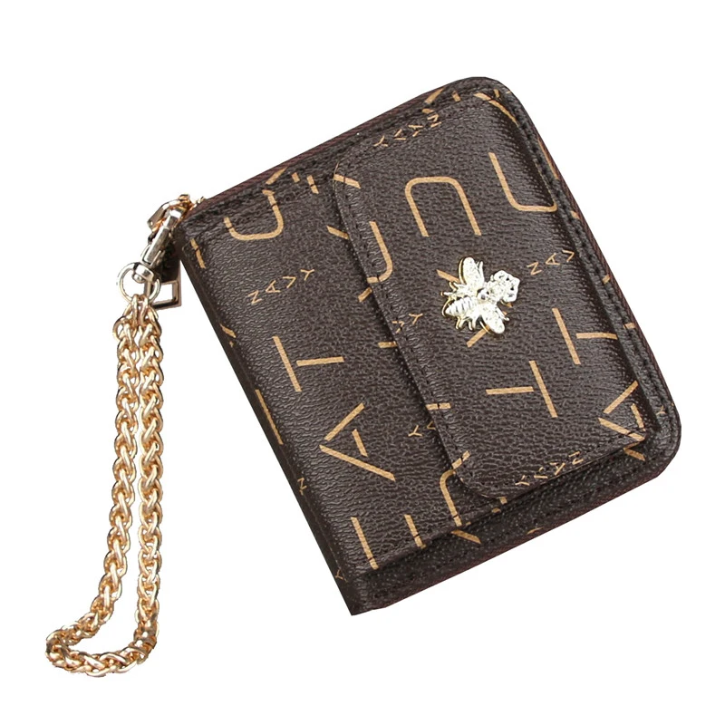 

full grain pouch customised letter printed printed korean stingray hasp clutch small wallet, Black