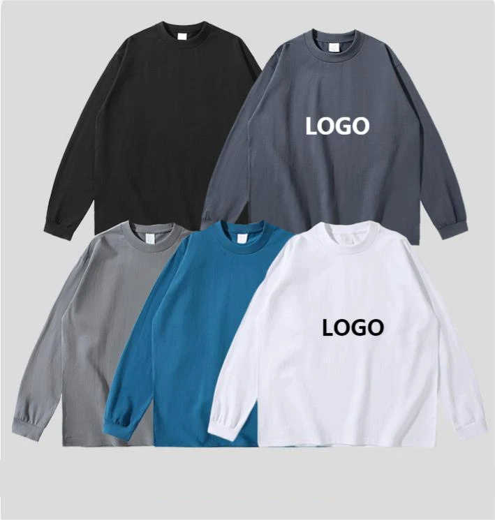 

Custom Mens Cotton Embroidery Plain Long Sleeve T Shirt Custom Printing Oversized Vintage Acid Washed Long Sleeve T-Shirt Tshirt, Any colors