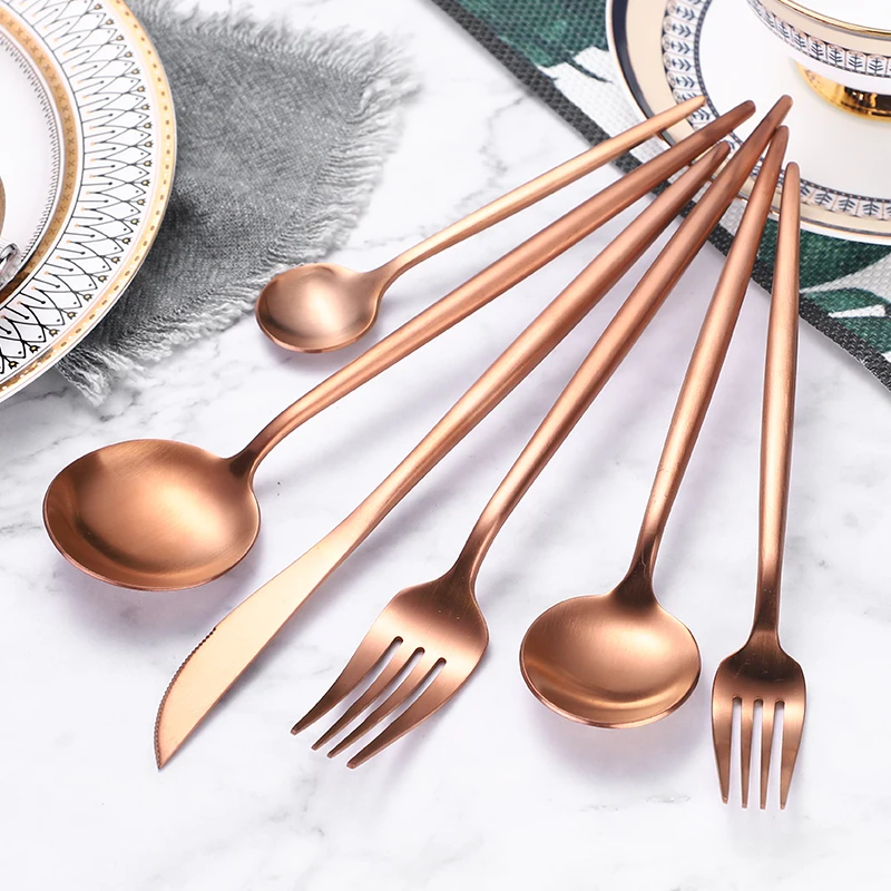 

Design Copper Cutipol Cutlery Wholesale Rose Gold Set Kitchen Brass Cutlery, Silver/gold/rose gold/black