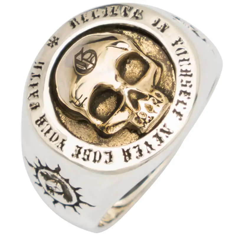 

Hot selling fashion men rings hip hop punk rock ring high quality S925 silver skull ring adjustable