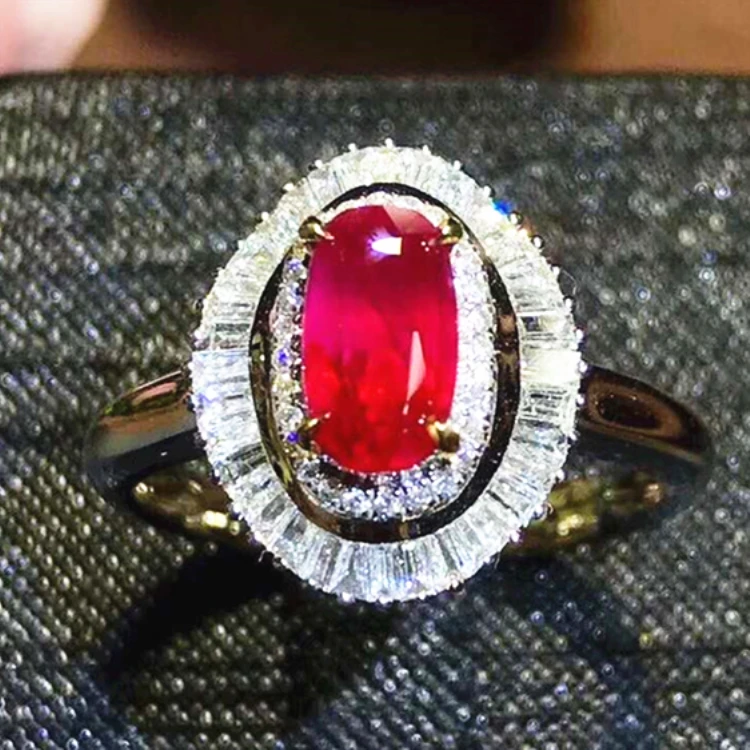 

Latest Design Dubai Royal Style 18k Gold Real Diamond Gemstone Vivid Red Natural Unheated Ruby Rings