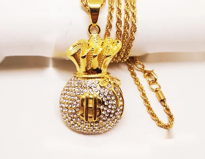 

Fashion hiphop dollar purse hiphop pendant necklace wholesale necklaces