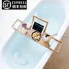 Bamboo bathtub frame bubble bath artifact European mobile phone tablet computer frame solid wood telescopic Bathtub Caddy