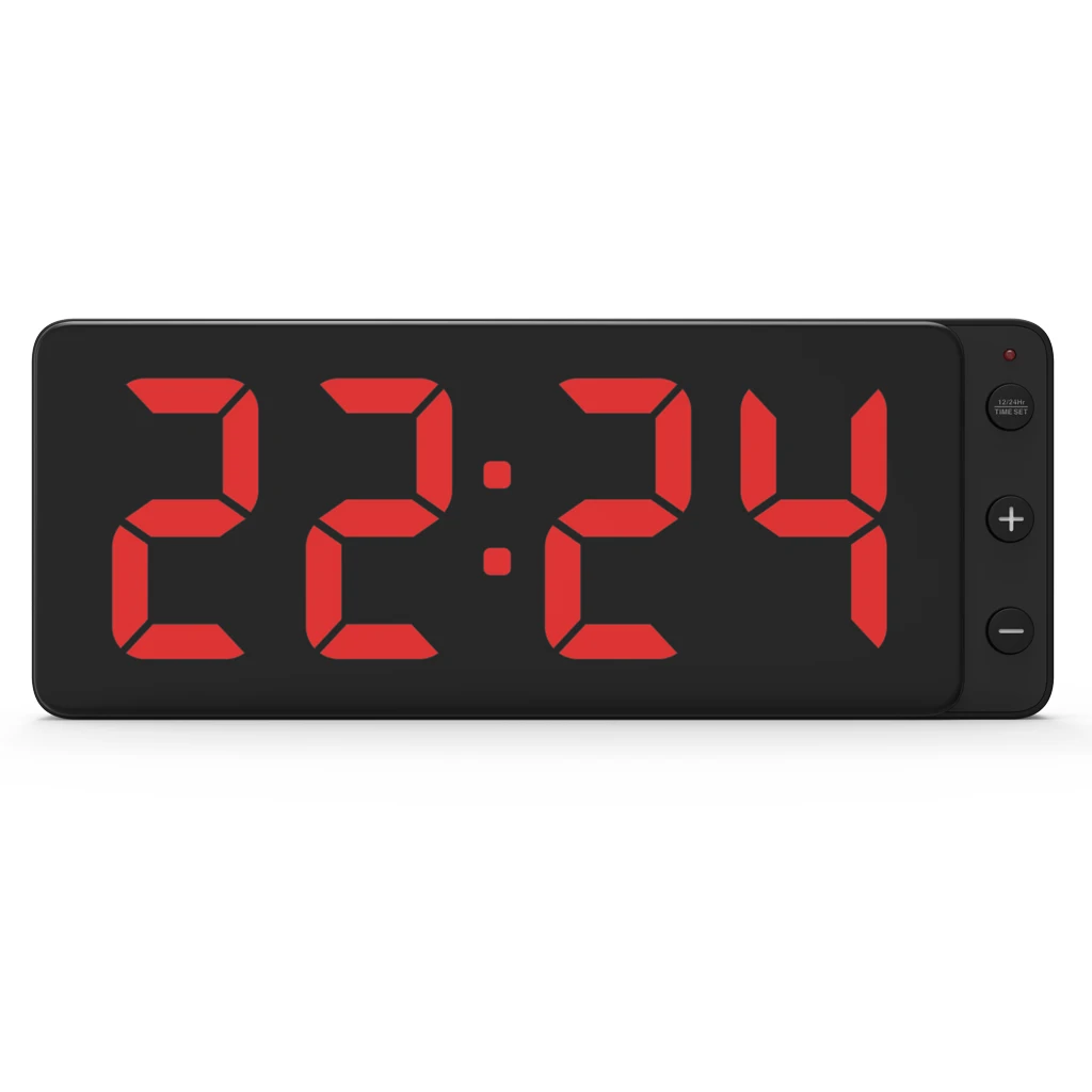 

ABS LED Digital Wall Clock with Large Display with Big Digits, Auto-Dimming and 12/24Hr Format, Battery Backup, Black