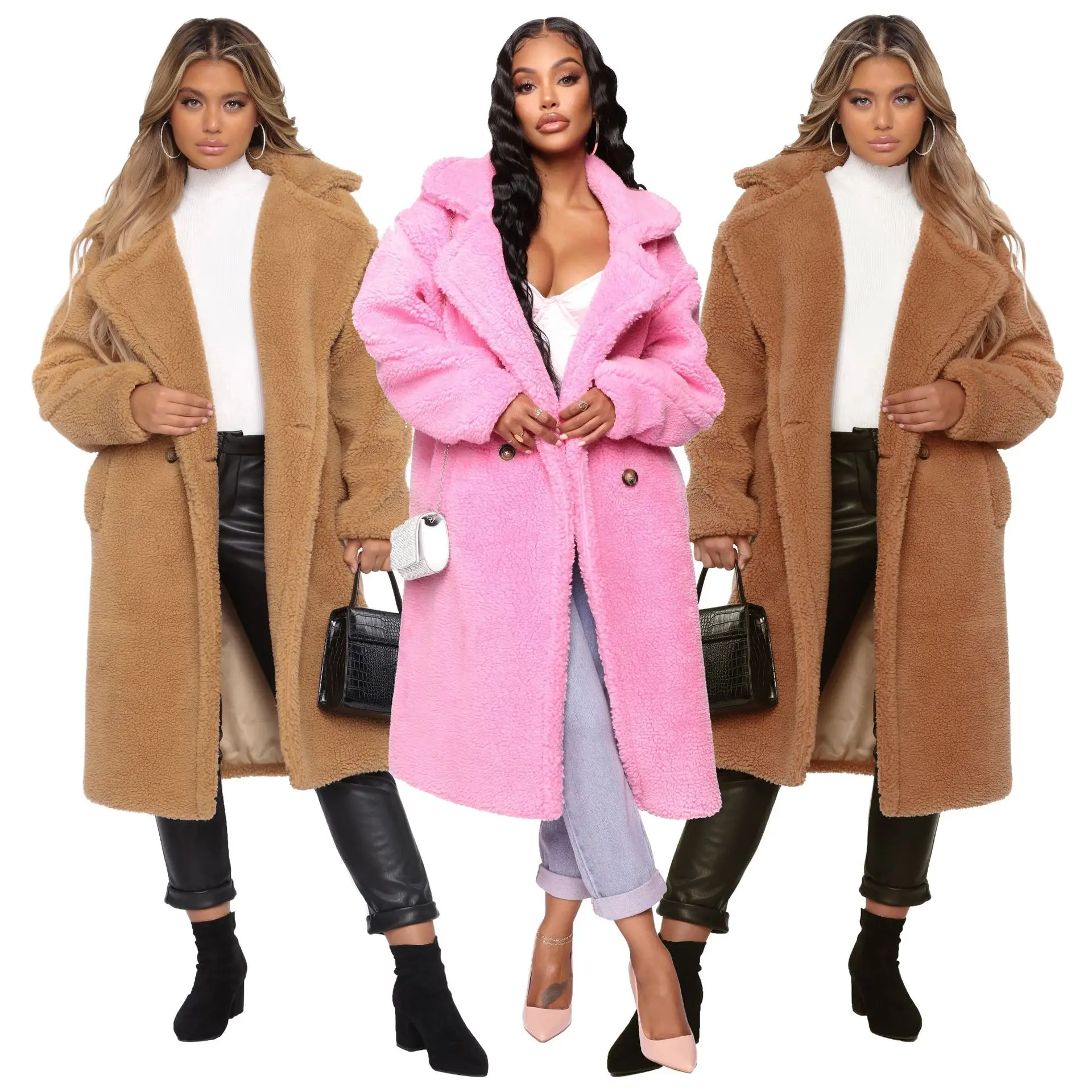 

Autumn Winter Woolen Coat Women Plaid Coats Outwear Female Woolen Overcoat Plus Size, Picture