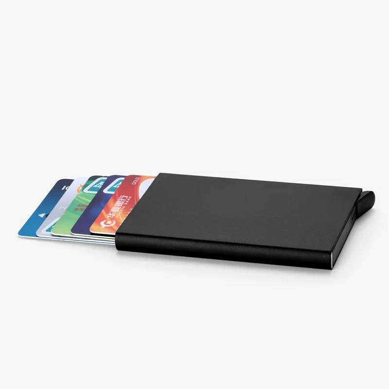 

Credit Card Holder Blocking Pop Up Wallet Aluminum Security Card Case for Man and Women Holds 5 Cards, Customized color