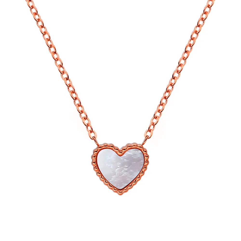 

Women fashion stainless steel heart-shaped pendant link necklace heart chain, Silver/golden/rose gold