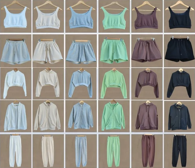 

Custom logo Drop shipping womens crop bra and hoodie 2 piece set cotton joggers pant short sets, In available