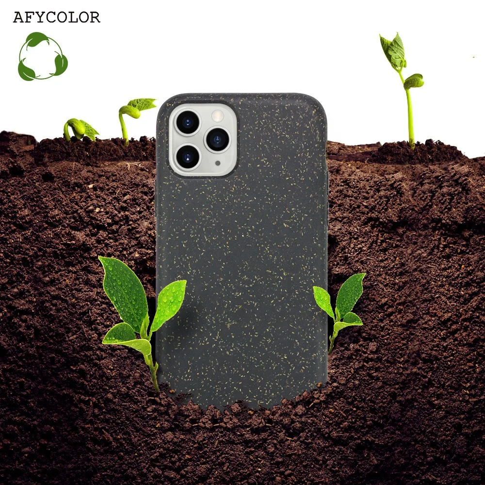 

100% recyclable degradable wheat straw environment environmentally eco friendly mobile phone cover case for iphone 11 pro max