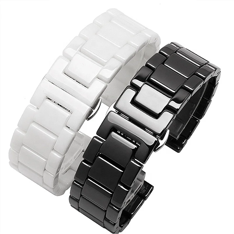

14 15 16 17 18 19 20 21 22 mm Universal Ceramic Band Smooth Luxurious for Samsung Huawei Watch Replacement Band strap Bracelet, White black