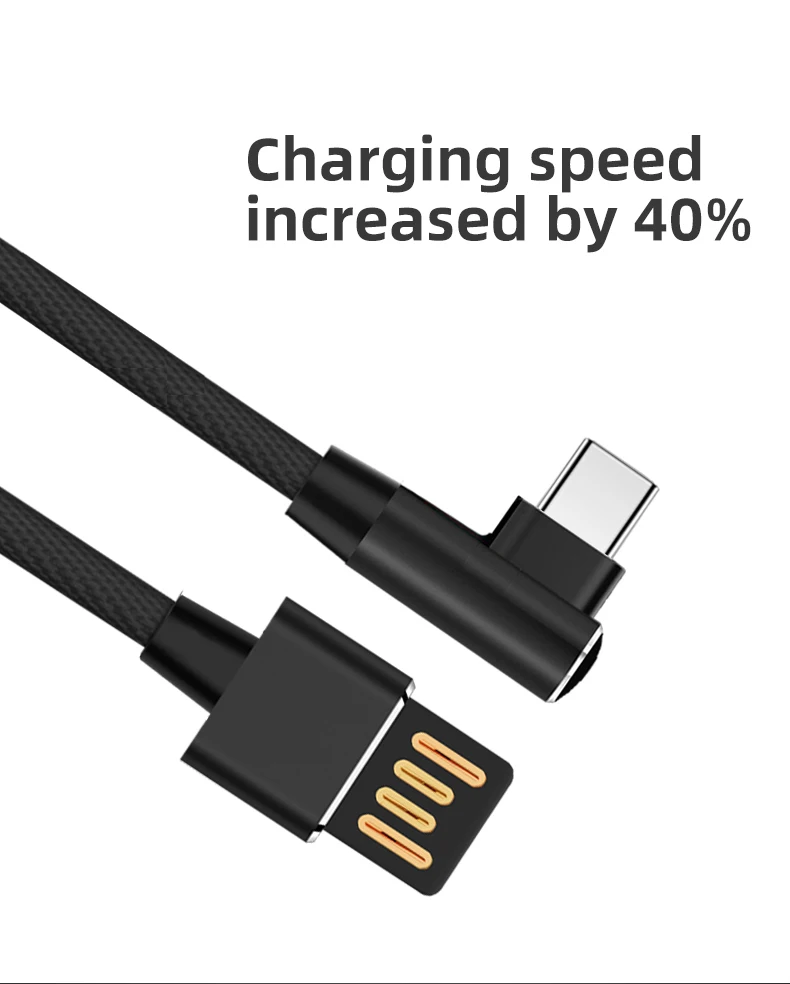 Hot selling 3ft Double Elbow USB Cable 3A micro Type-C Sync Data Nylon Braided fast charging cable for mobile game data cables - ANKUX.COM
